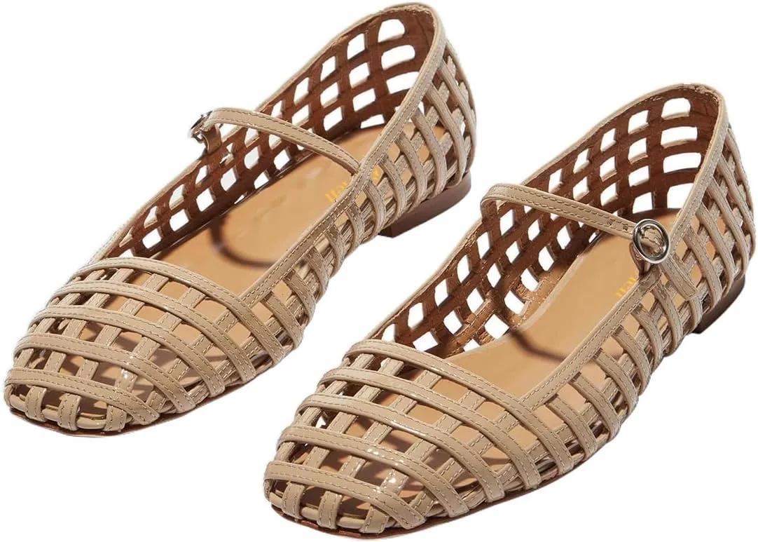 miss left Women's Adorable Closed Square Toe Mary Jane Flats Adjustable Strap Buckle Ballet Flat Comfort Dance Ballroom Shoes Size 4-16 US