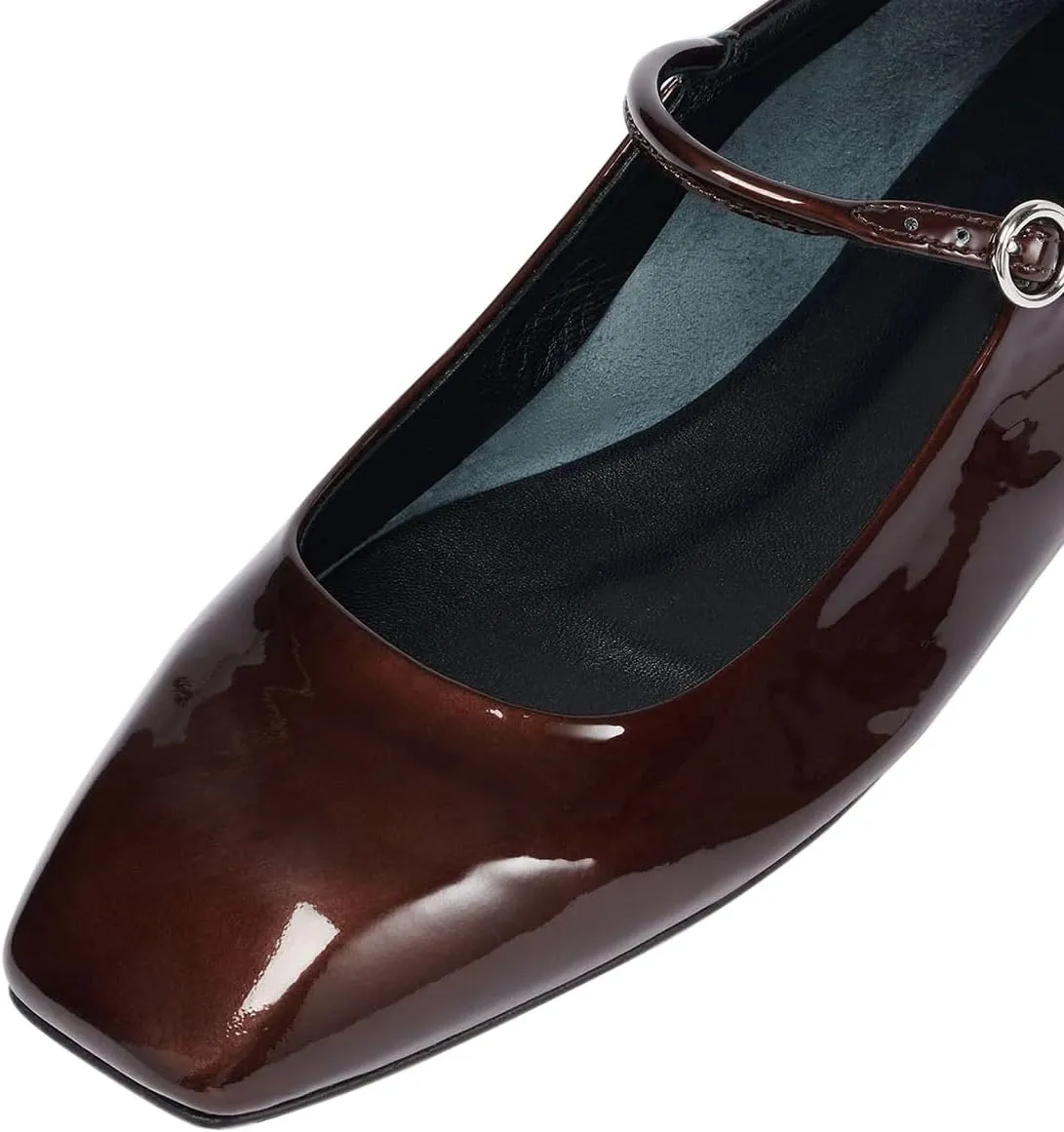 miss left Women's Adorable Closed Square Toe Mary Jane Flats Adjustable Strap Buckle Ballet Flat Comfort Dance Ballroom Shoes Size 4-16 US