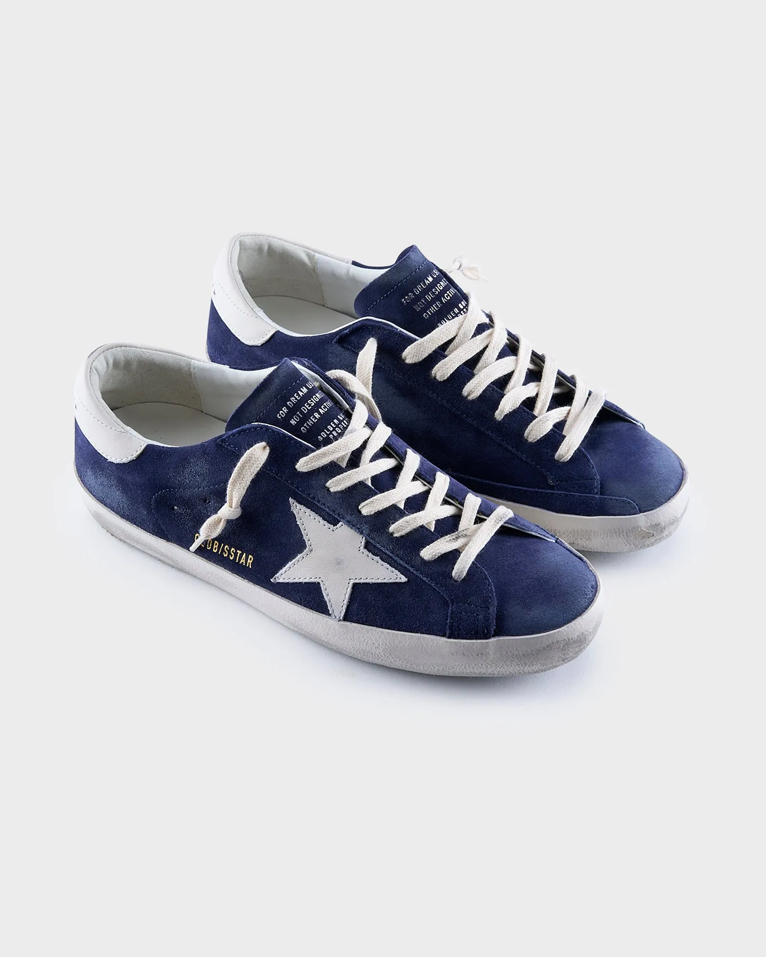 Navy And White Suede Superstar Classic Sneakers