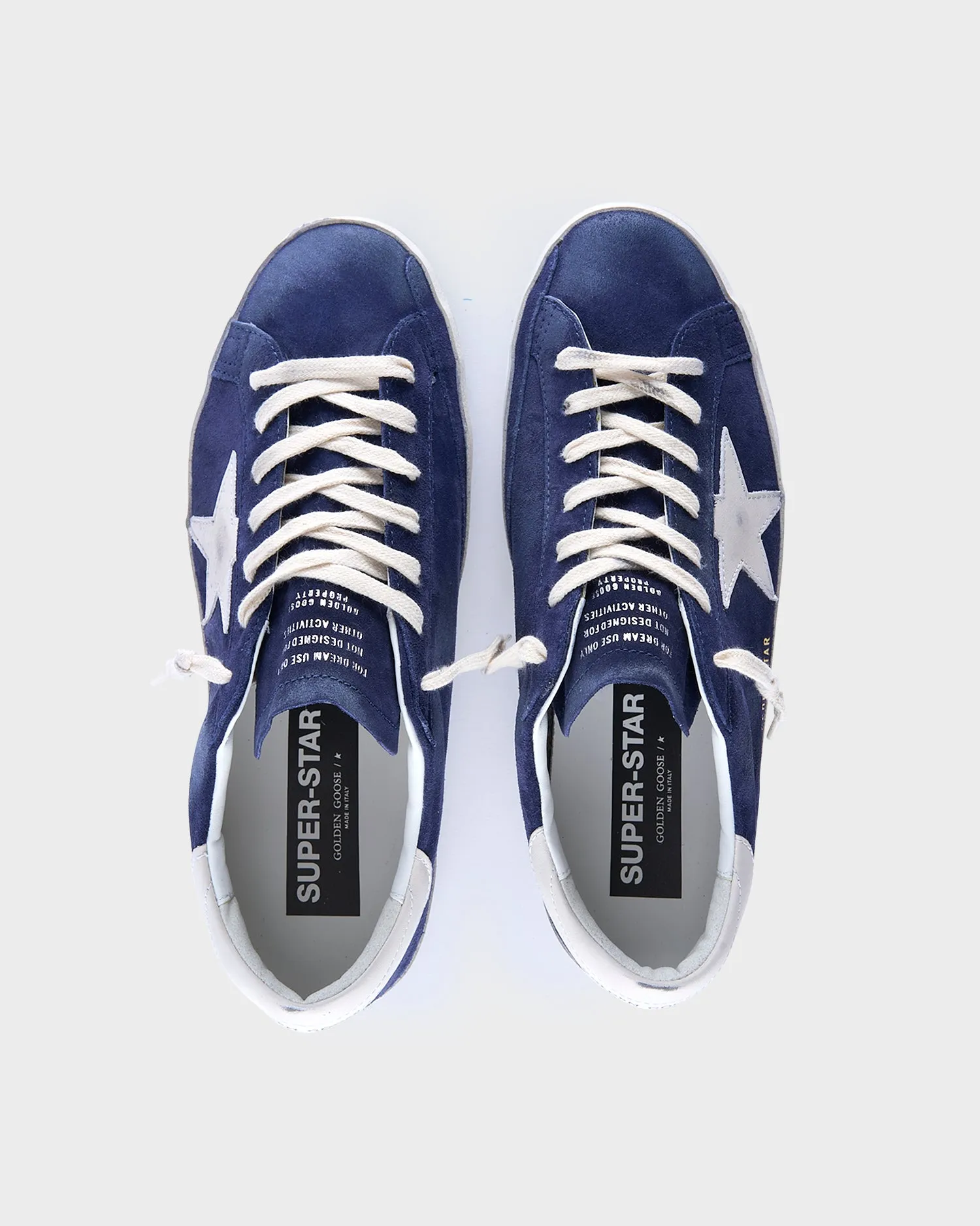 Navy And White Suede Superstar Classic Sneakers