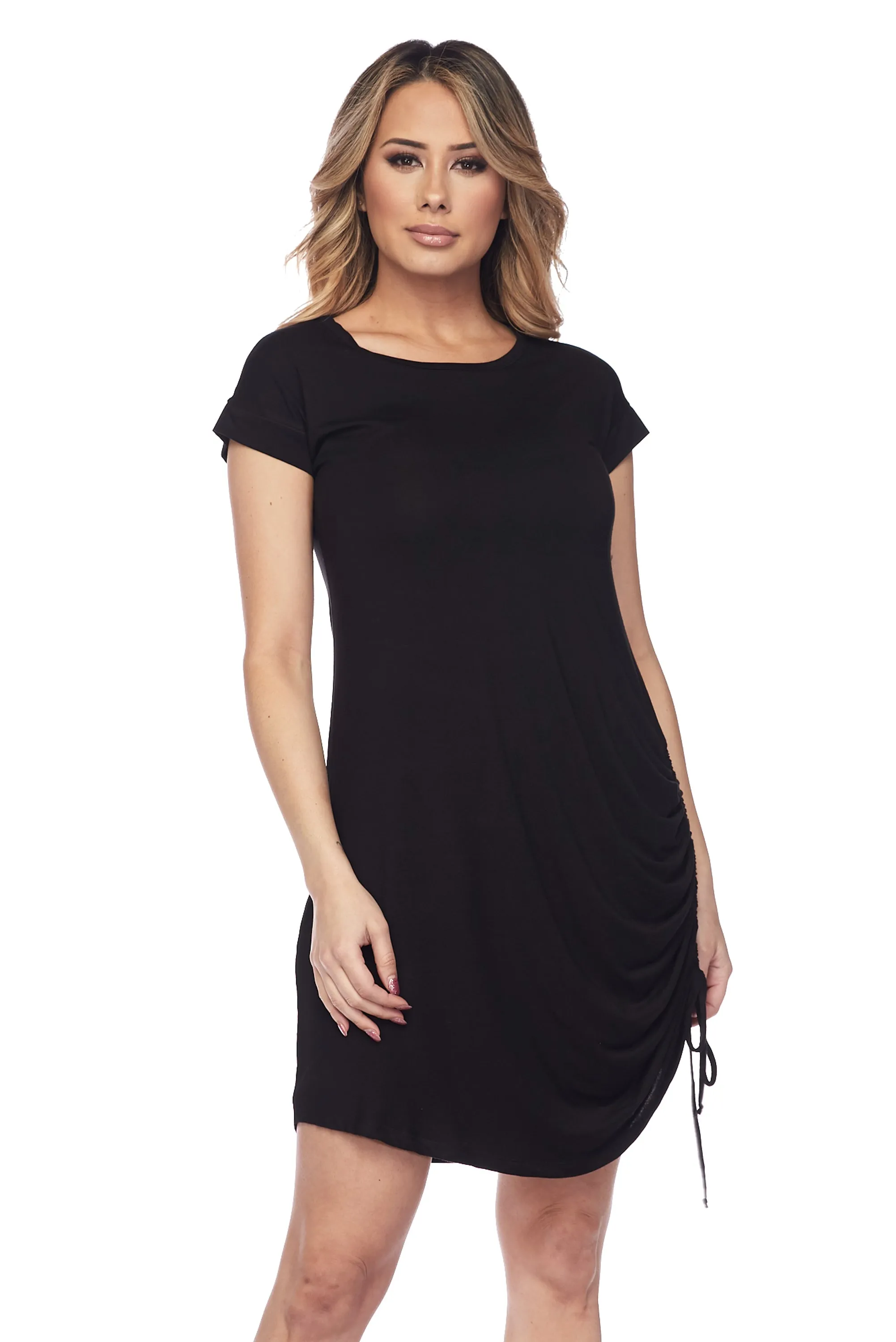 One Sided Short Sleeve Cinched Dress