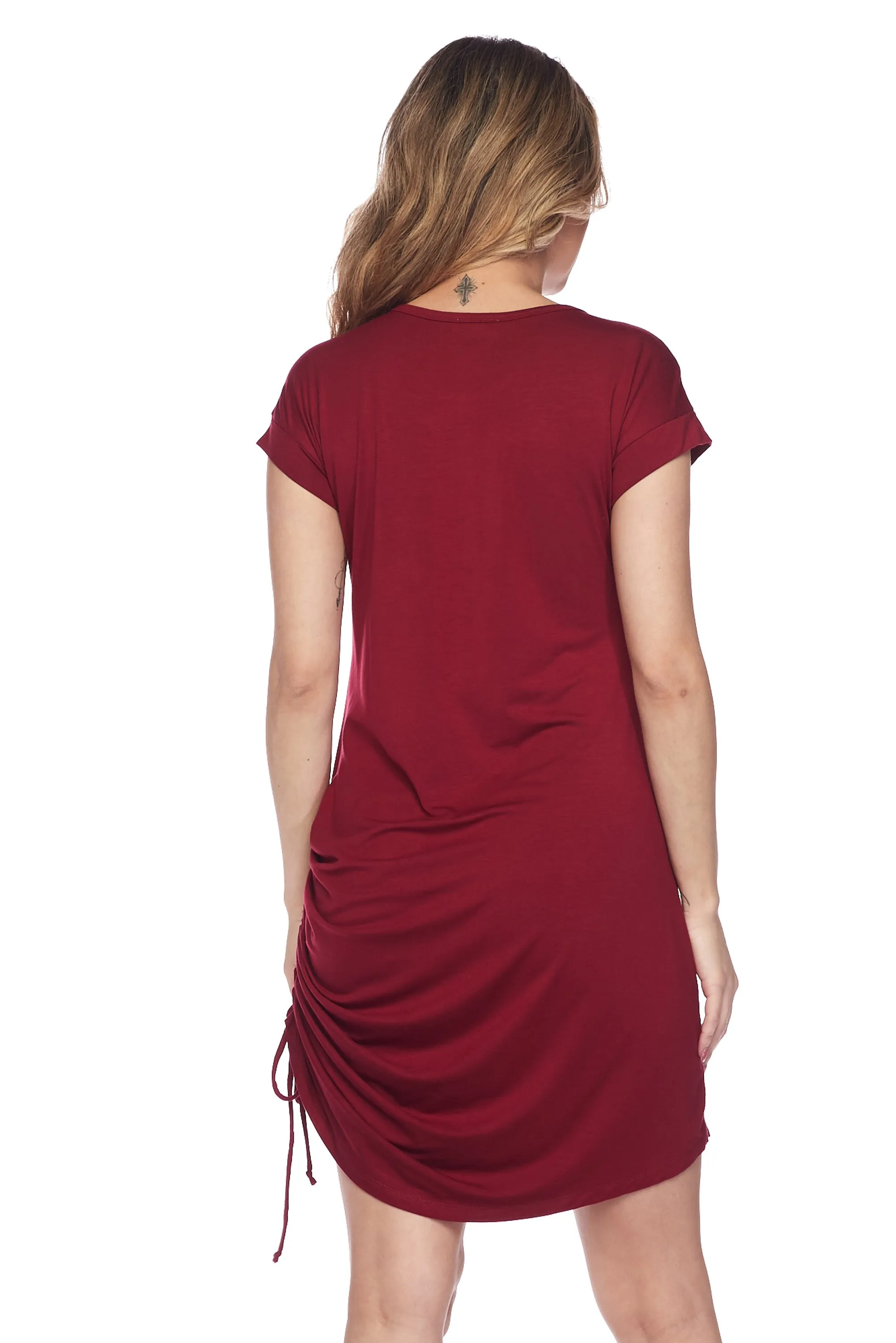 One Sided Short Sleeve Cinched Dress