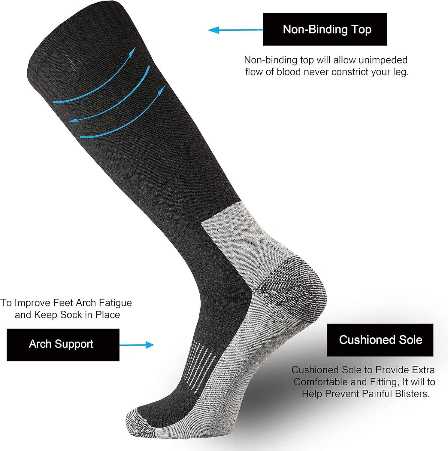 ONKE Knee High Socks Cushioned Moisture Wicking for Mens Over the Calf OTC Steel Toe Western Work Boot Thermal Hiking Hunting