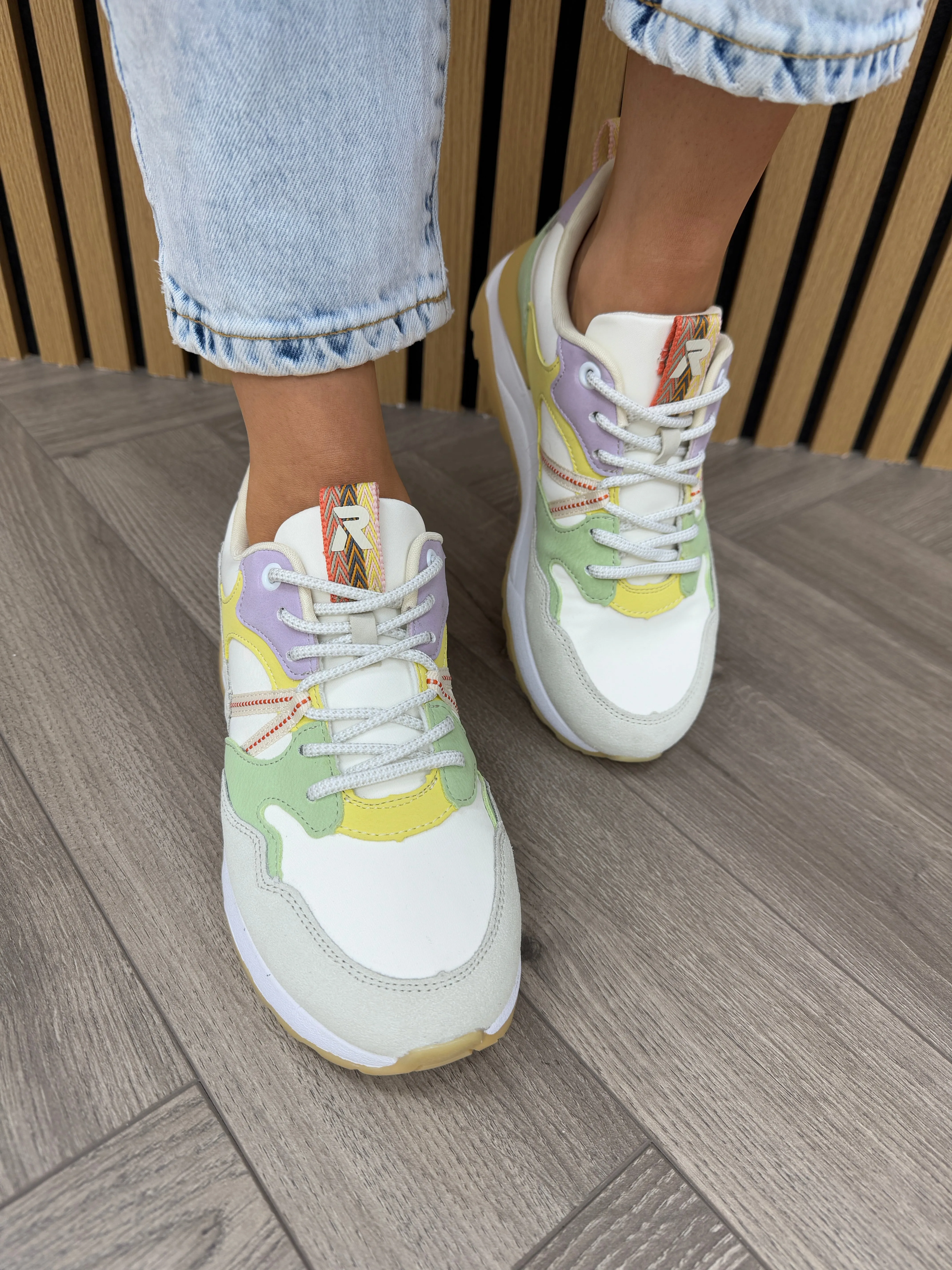 Rieker (SS25) Sporty Trainer With Coloured Inserts W2501-81 - White Combination (R27)