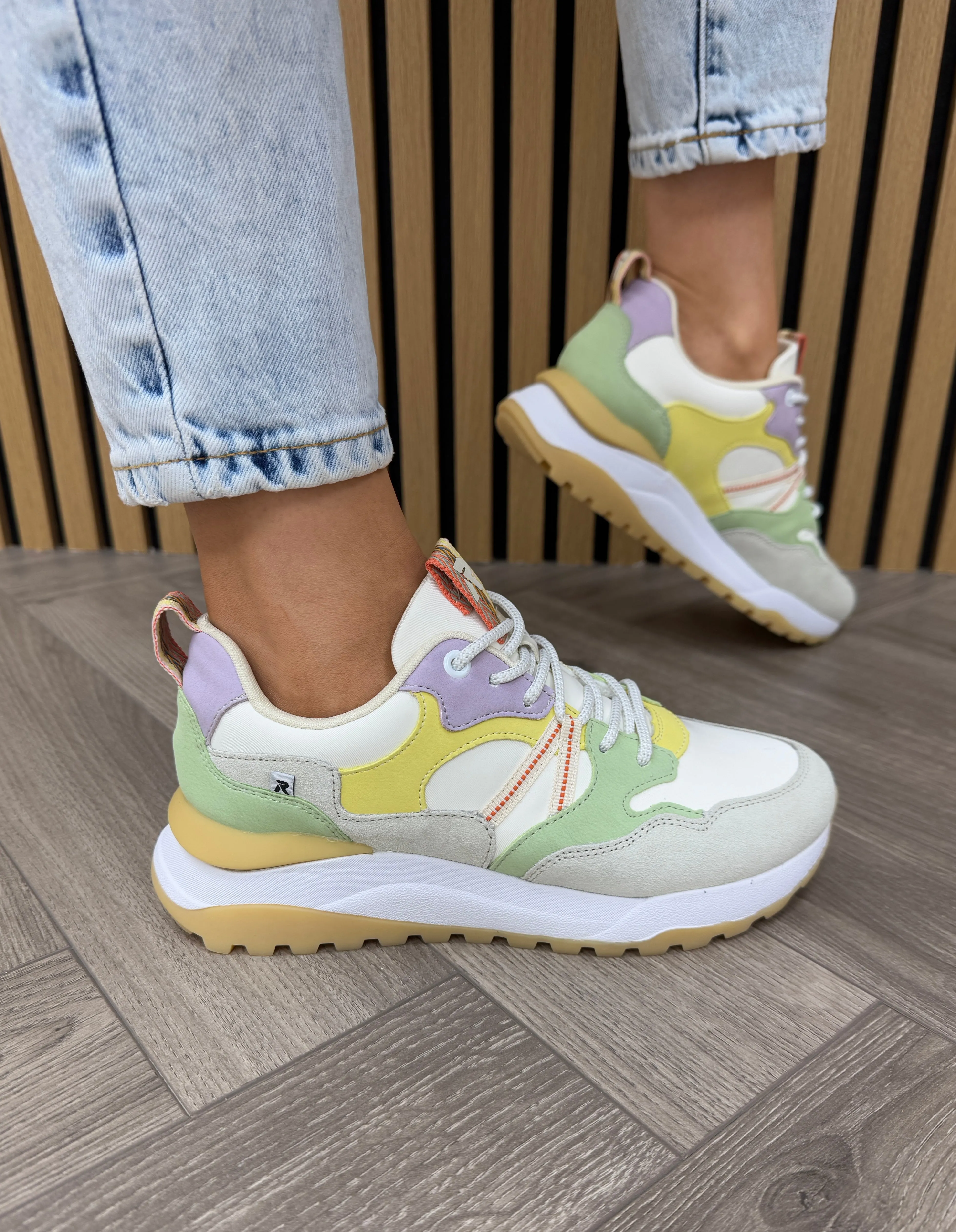 Rieker (SS25) Sporty Trainer With Coloured Inserts W2501-81 - White Combination (R27)
