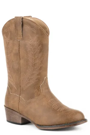 Roper Kids Unisex Taylor Tan Faux Leather Cowboy Boots