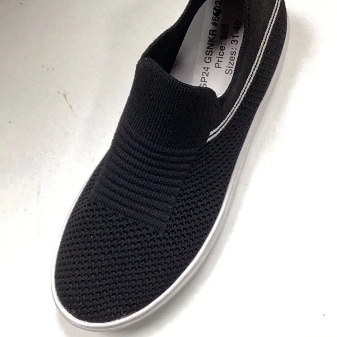 SALE SP24 Venettini Aster Ankle Trimmed Black Knitted Sock Sneaker