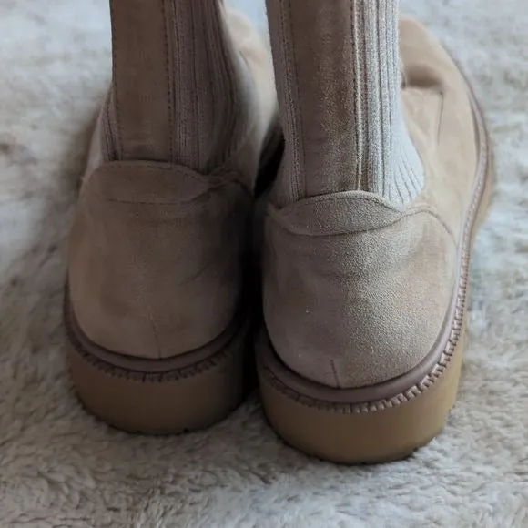 SAM EDELMAN WOMEN'S LYDELL COMBAT BOOT Beige Tan Leather Lace Up Size 8.5