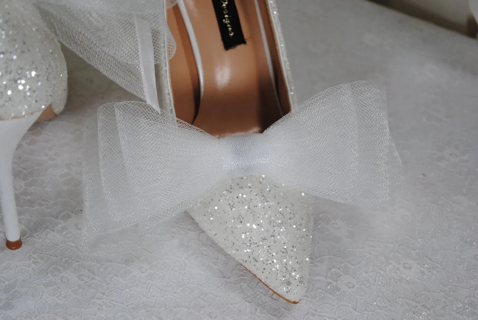 Shoe Bow Clips - Asymmetrical Organza Bow