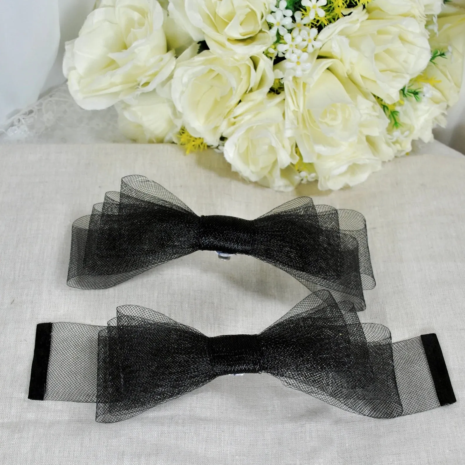 Shoe Bow Clips - Asymmetrical Organza Bow