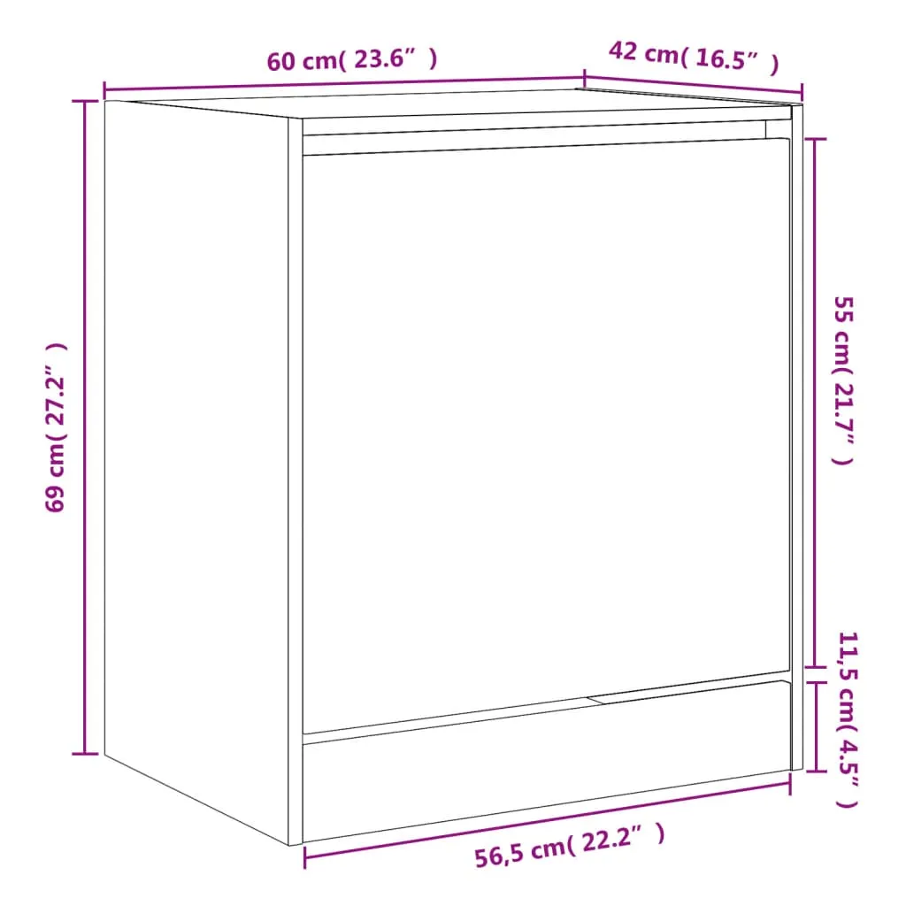 Shoe Cabinet Black 60x42x69 cm Engineered Wood
