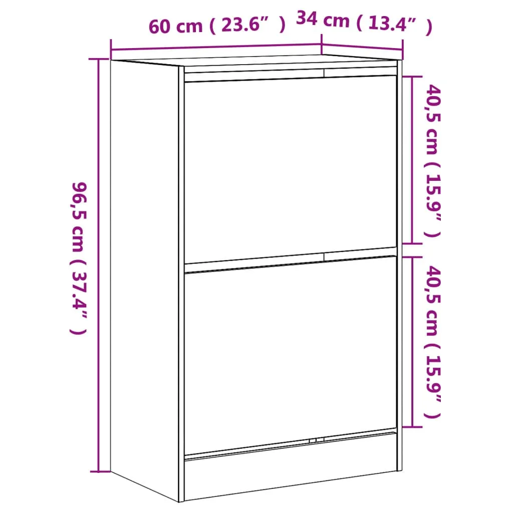 Shoe Cabinet Smoked Oak 60x34x96.5 cm Engineered Wood