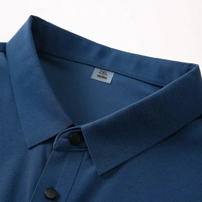 Summer T-shirt Short Sleeve Stretch Ice Silk Polo Shirt Men Business Casual