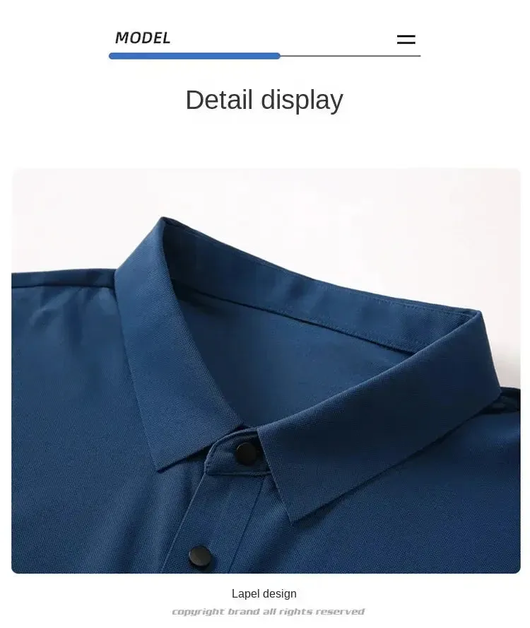 Summer T-shirt Short Sleeve Stretch Ice Silk Polo Shirt Men Business Casual