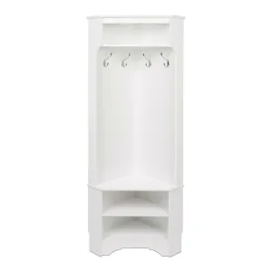 Tall Sturdy Entryway Corner Hall Tree White