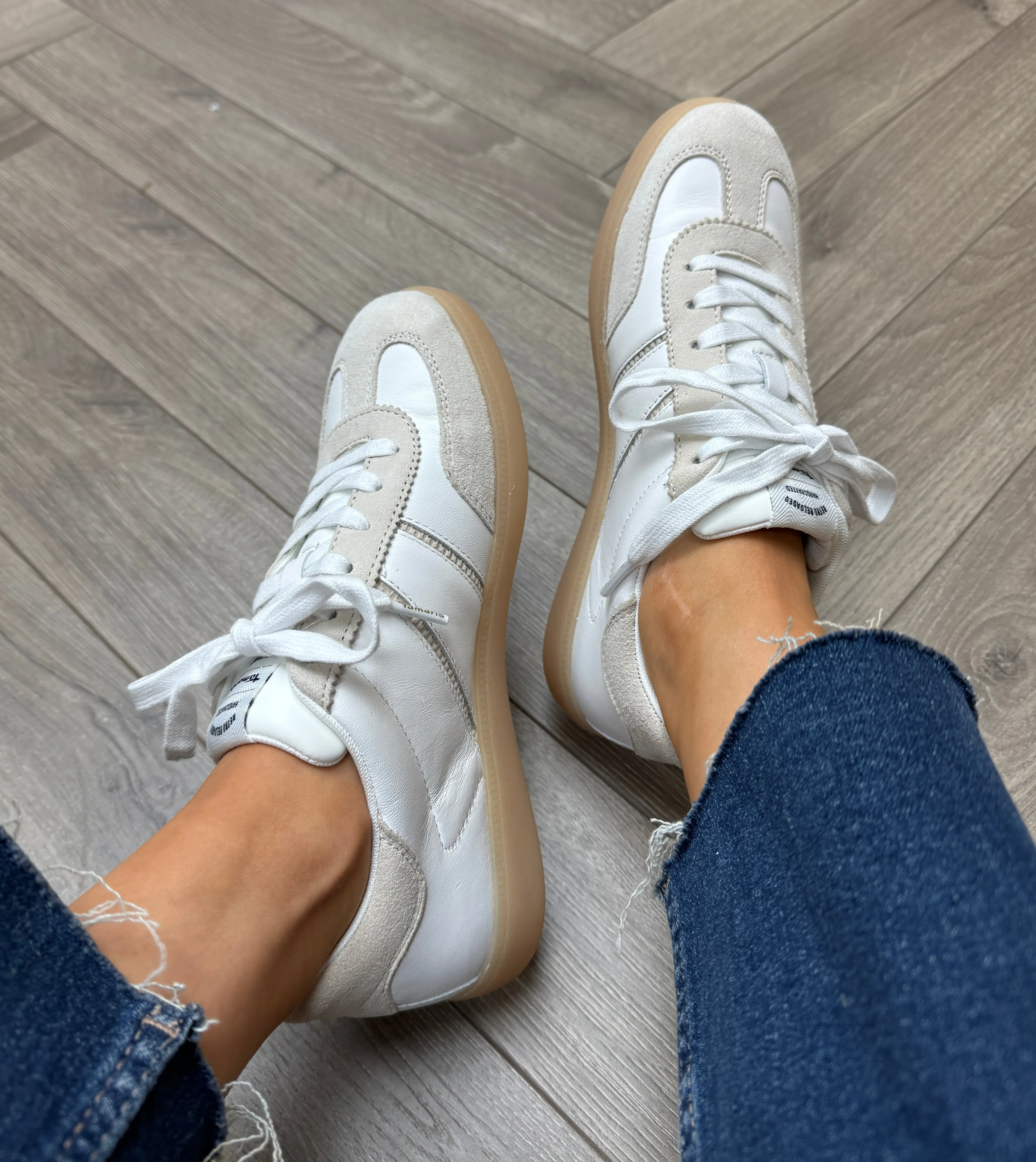 Tamaris (SS25) Leather Lace Up Trainer 23624 - White Comb (T1)