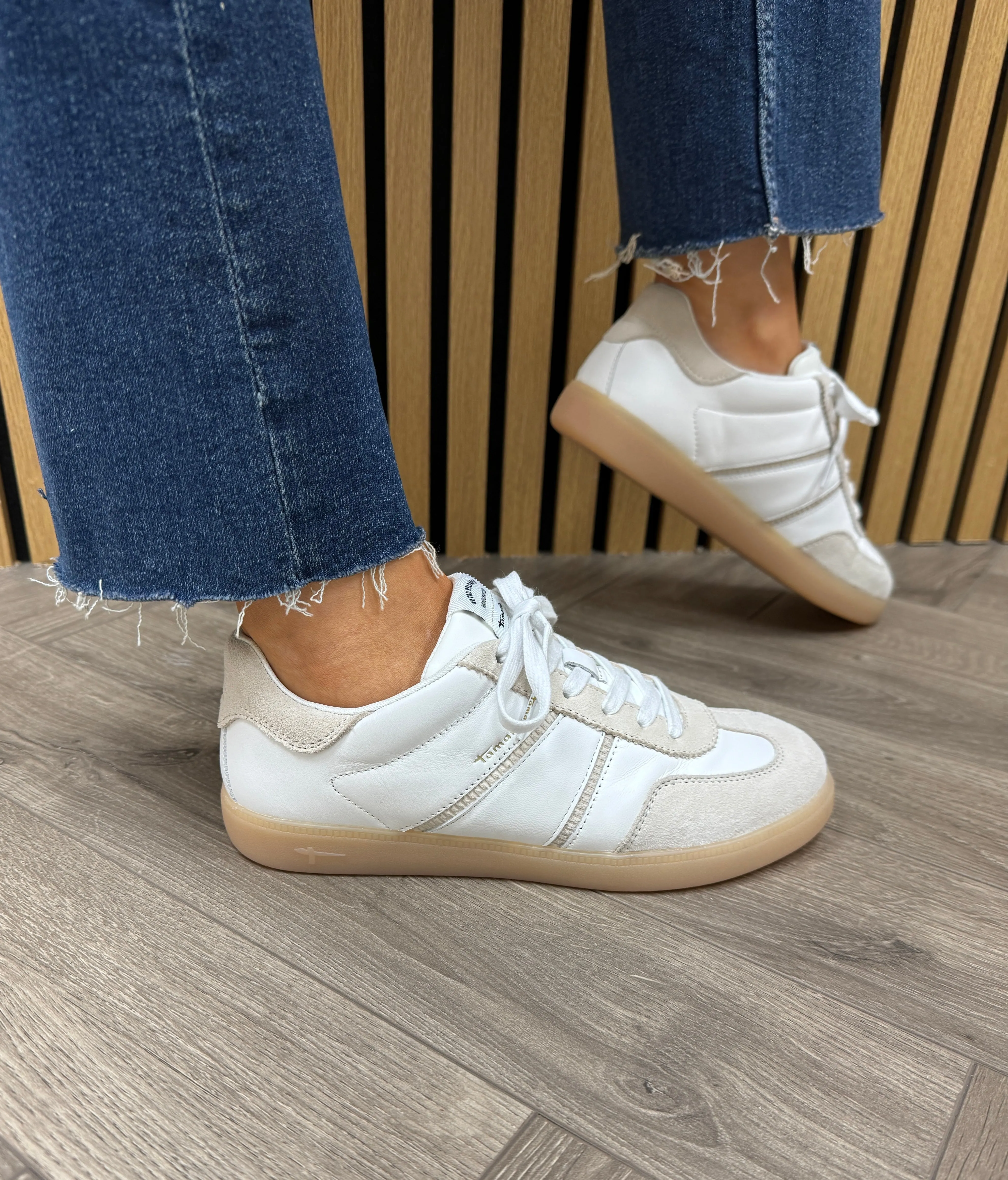 Tamaris (SS25) Leather Lace Up Trainer 23624 - White Comb (T1)