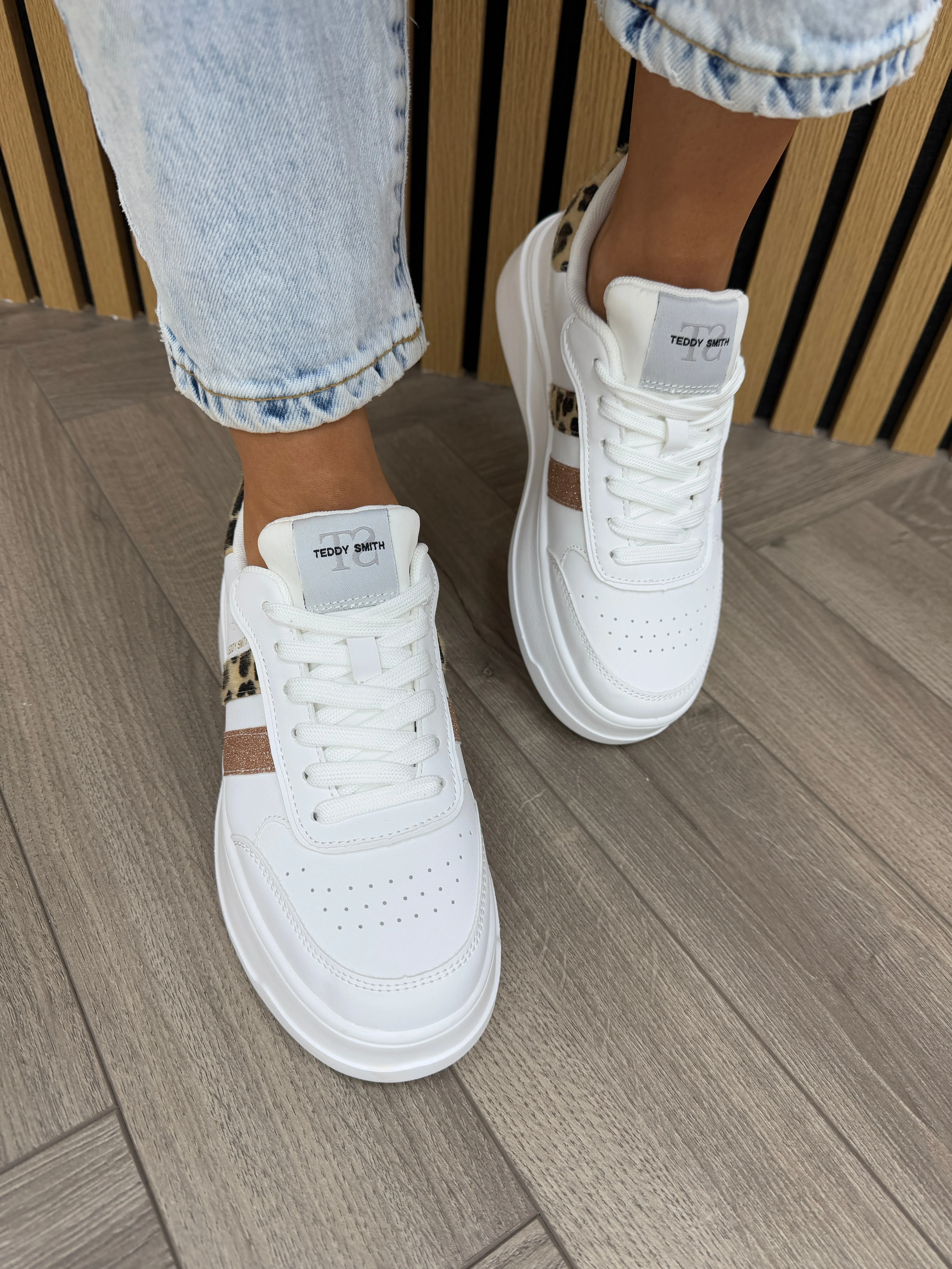 Teddy Smith (SS25) Chunky Trainer With Leopard Print Detail 120153 - Leopardo (TS14)