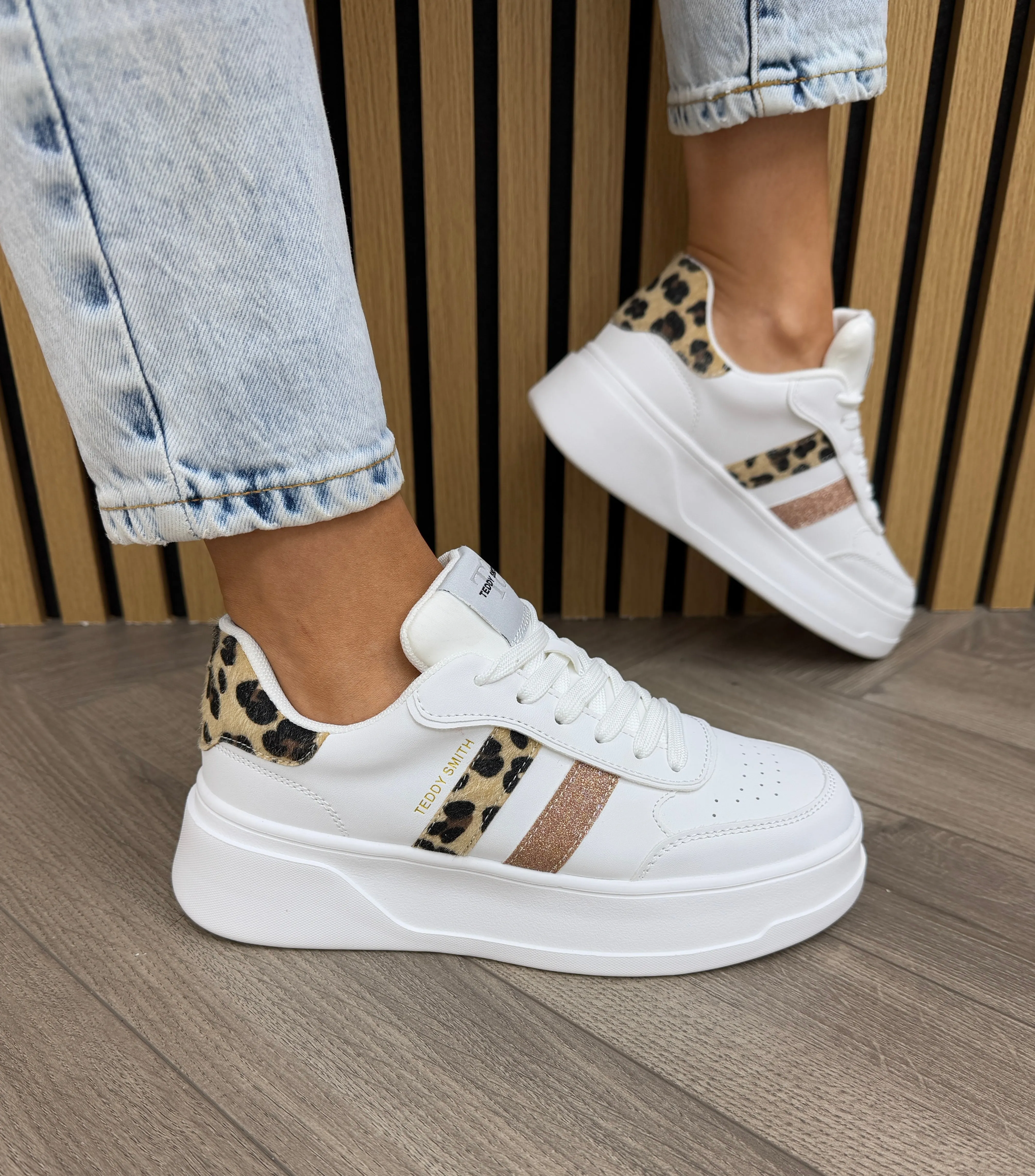 Teddy Smith (SS25) Chunky Trainer With Leopard Print Detail 120153 - Leopardo (TS14)