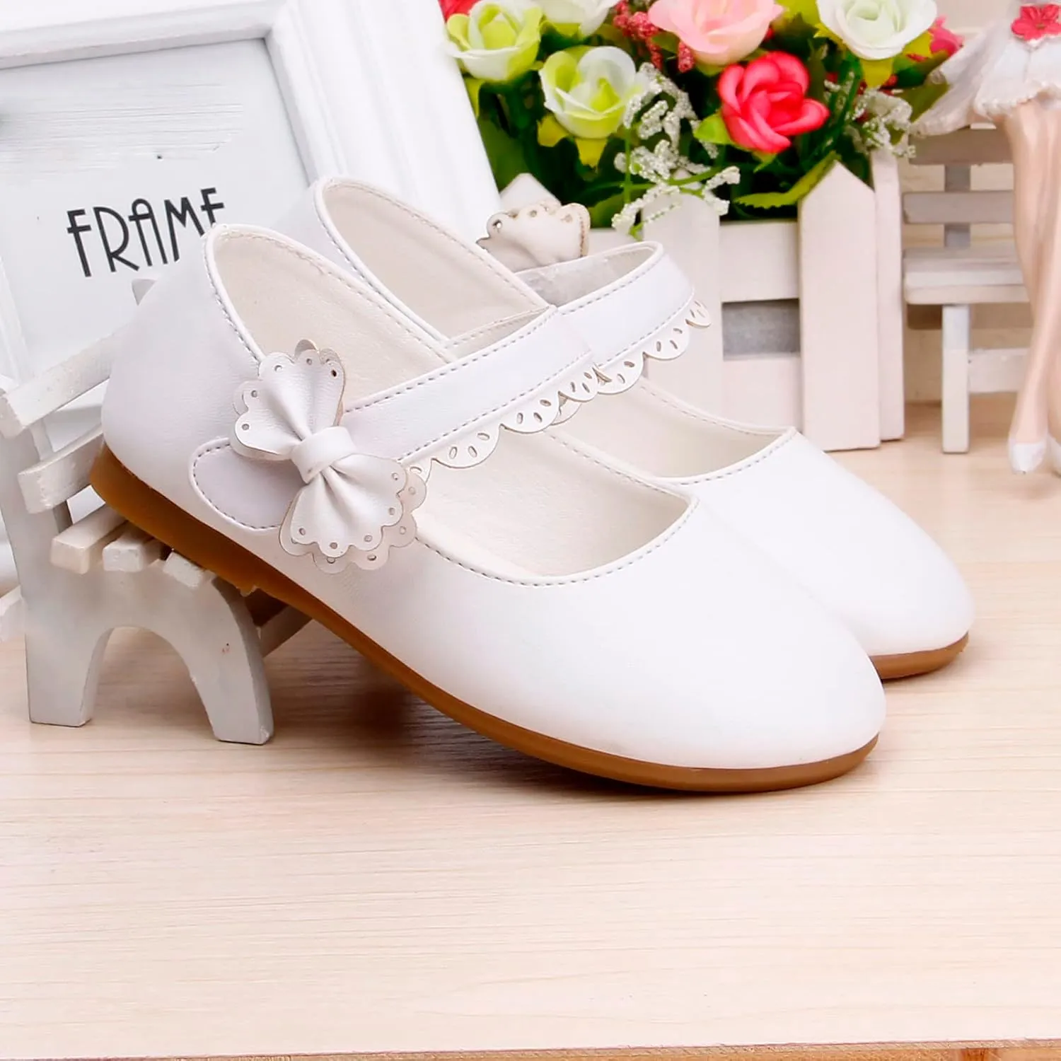 Toddler Girls Dress Shoes Flower Girl Little Kids Mary Jane Ballet Flats Bow Wedding School Party Communion Shoes