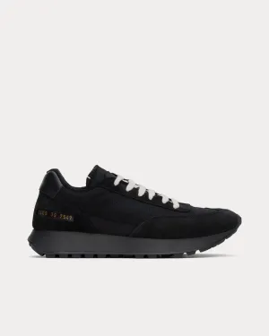 Track Classic Leather & Suede-Trimmed Ripstop Black Low Top Sneakers