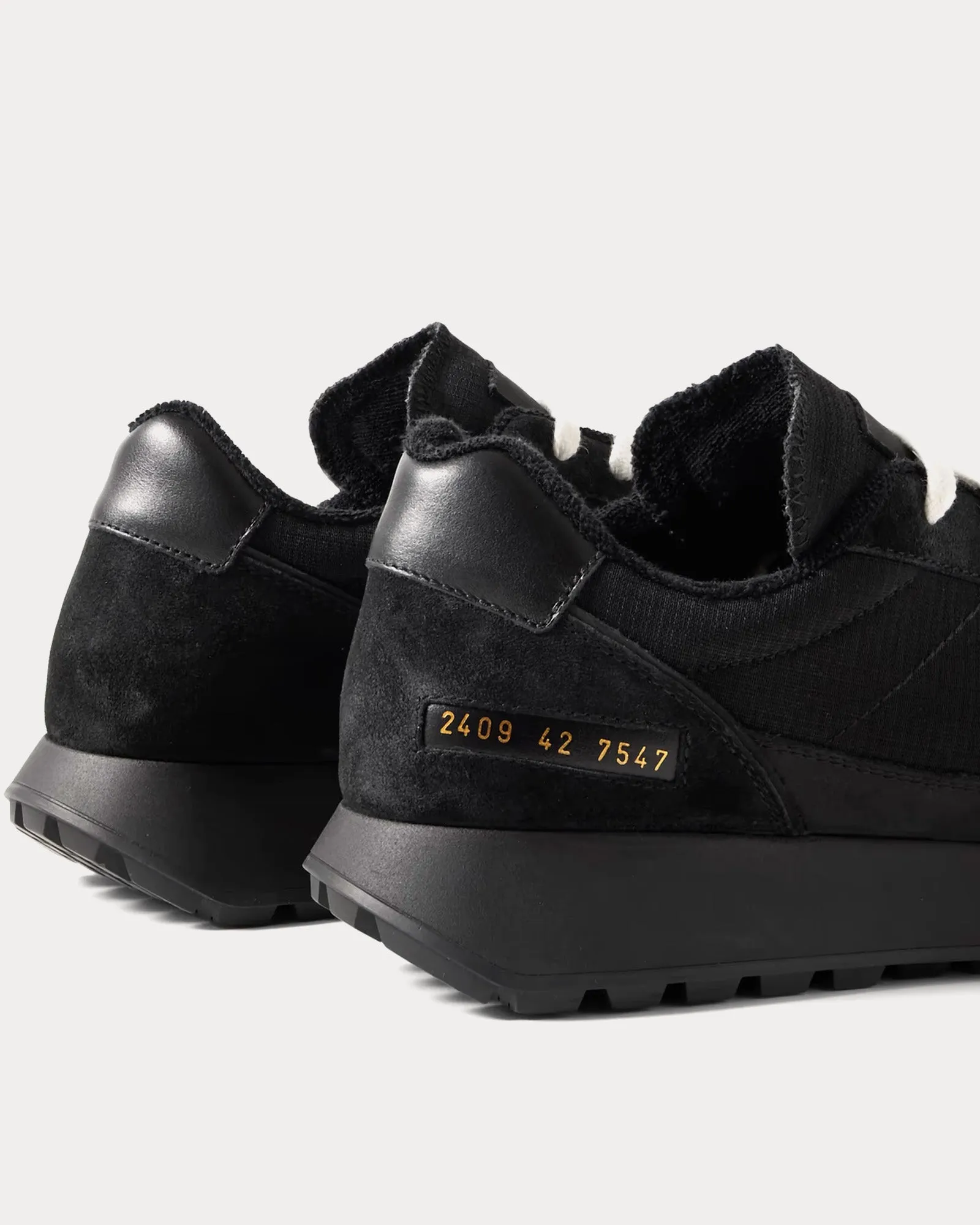 Track Classic Leather & Suede-Trimmed Ripstop Black Low Top Sneakers