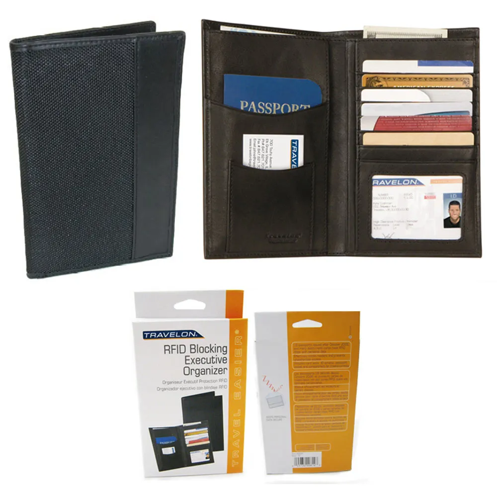 Travelon Passport Holder RFID Blocking Wallet Card ID Case Cover Organizer Black