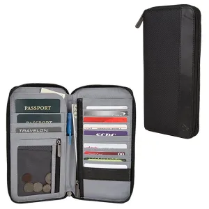Travelon Safe ID RFID Proof Zip Card Holder Clutch Wallet Passport Organizer New