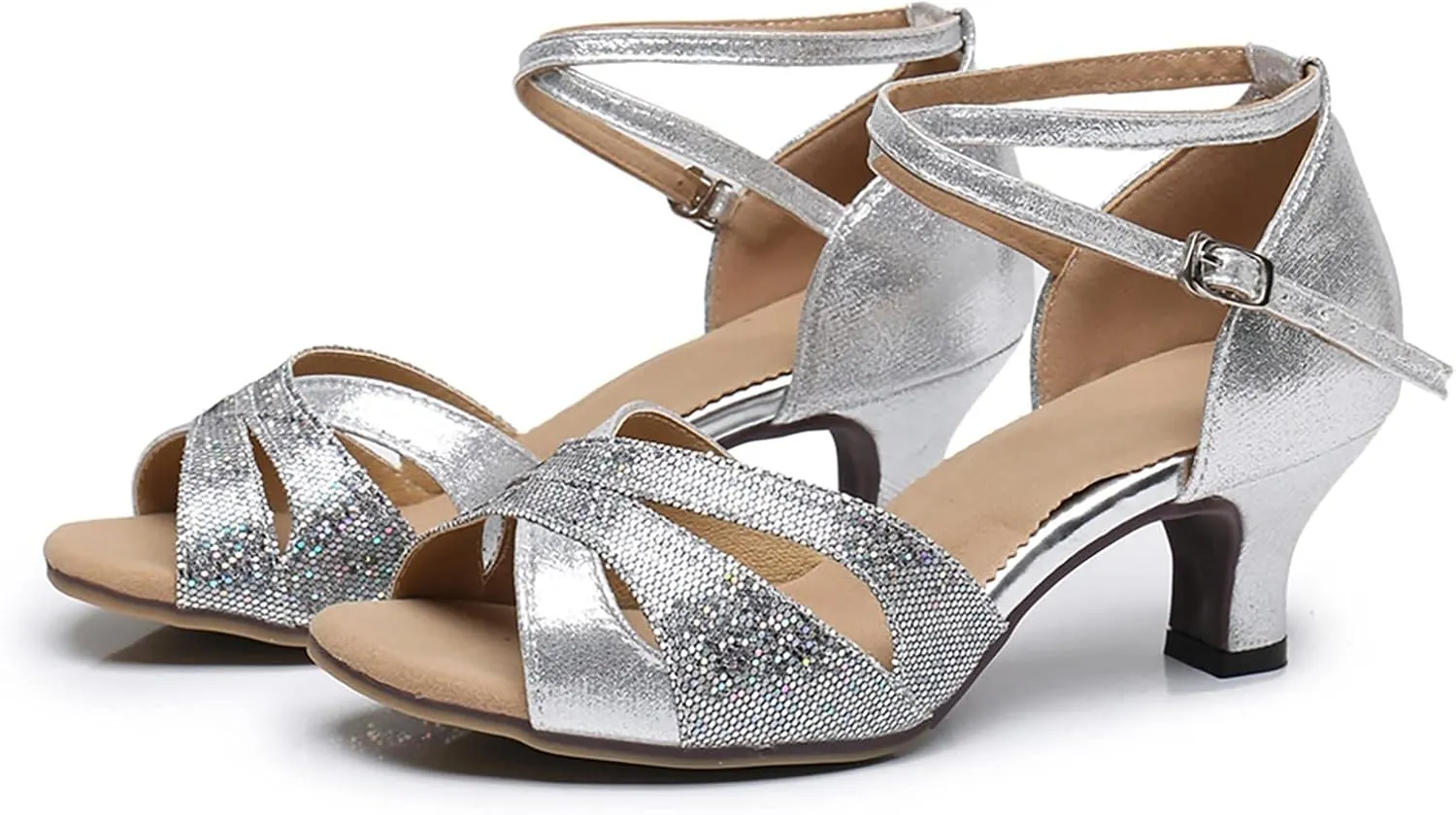 VESNIBA Women's Outdoor Rubber Sole 5.5 Cm Medium Heel Soft Sole Fashion Latin Dance Shoes Sandal Slippers for Women