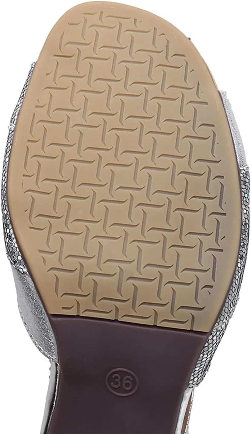 VESNIBA Women's Outdoor Rubber Sole 5.5 Cm Medium Heel Soft Sole Fashion Latin Dance Shoes Sandal Slippers for Women