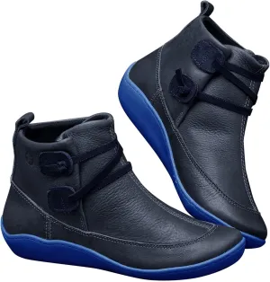 Womens Boots Fall 2024 Ankle Black Booties No Heel Boho Boots for Women Hiking Shoes Women Slip On Soft Sole Cut Out Chunky Stacked Heel Slip on