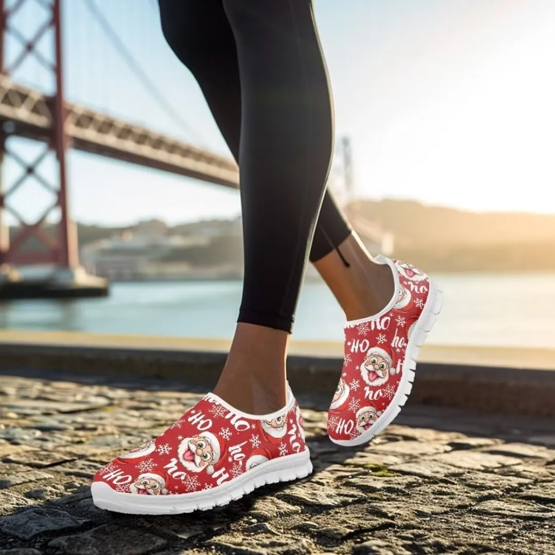 Women's Christmas Sneaker Casual Lightweight Low Top Running Shoes Cozy Slip On Non-Slip Holiday Walking Sneaker for Ladies US 5.5-11.5