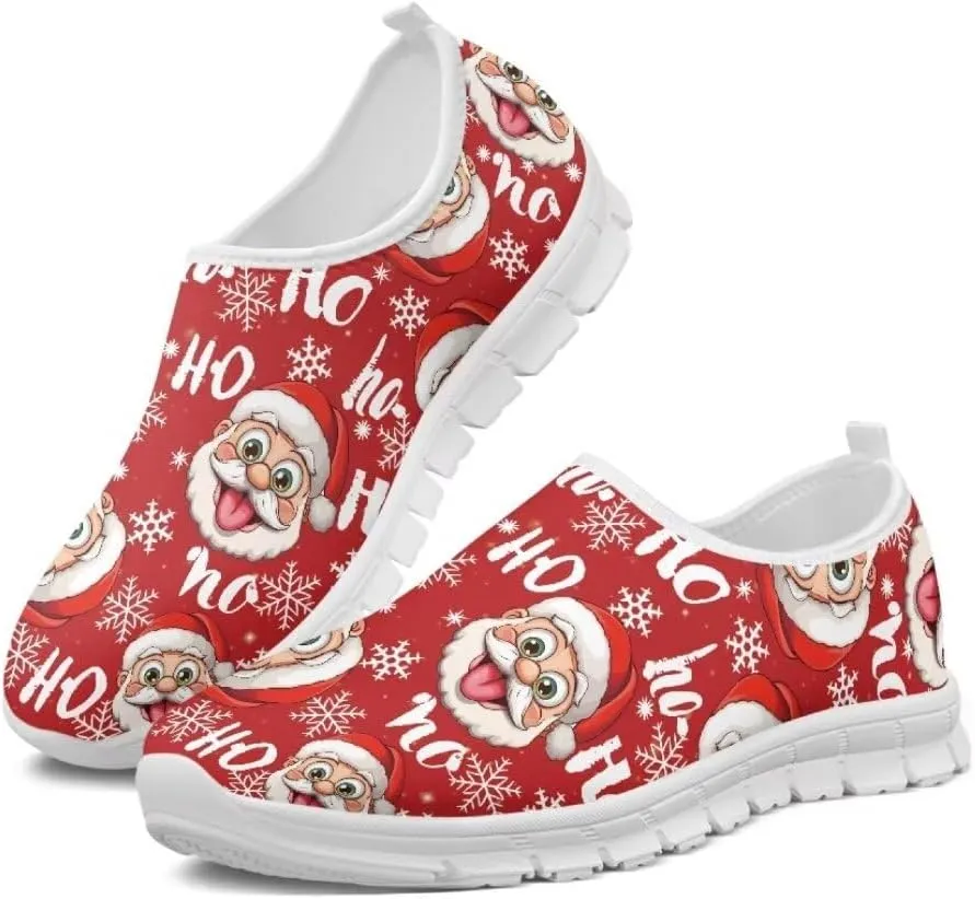 Women's Christmas Sneaker Casual Lightweight Low Top Running Shoes Cozy Slip On Non-Slip Holiday Walking Sneaker for Ladies US 5.5-11.5