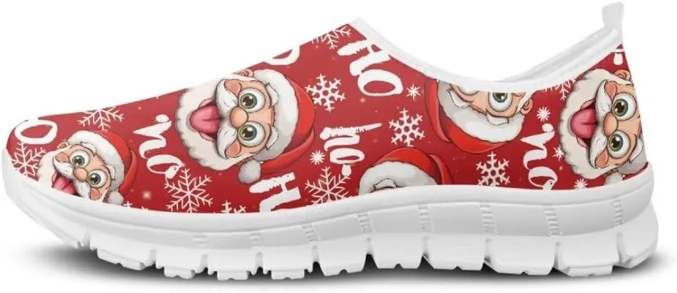Women's Christmas Sneaker Casual Lightweight Low Top Running Shoes Cozy Slip On Non-Slip Holiday Walking Sneaker for Ladies US 5.5-11.5