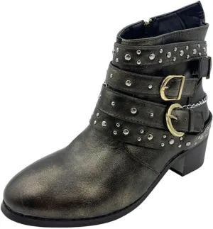 Womens Winter Boots Ankle Cowboy Booties Wide Width Short Western Boots for Women Short Walking Boot Comfy Soft Cover Heel Chunky Low Heel Classic Pointed Toe