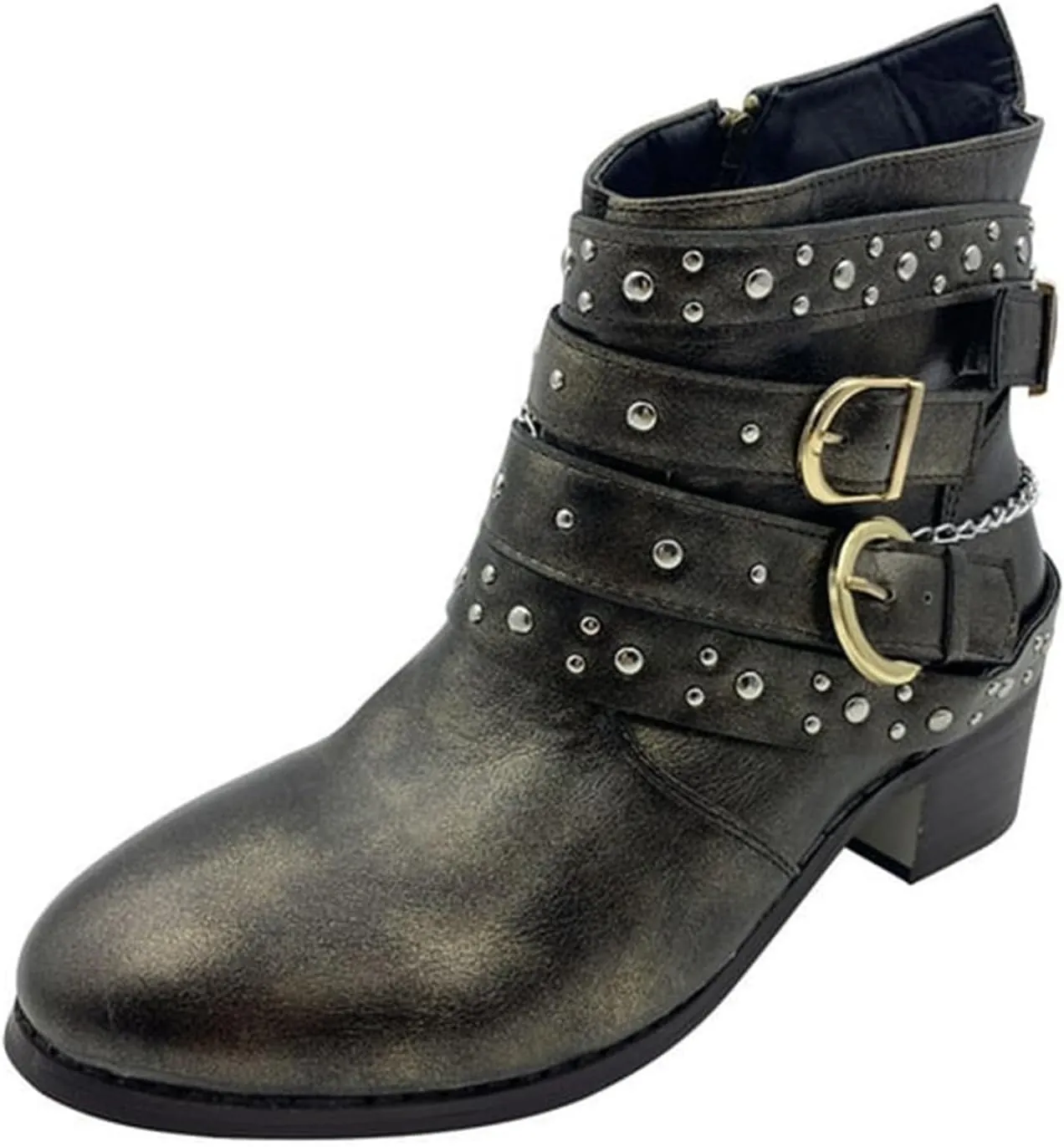 Womens Winter Boots Ankle Cowboy Booties Wide Width Short Western Boots for Women Short Walking Boot Comfy Soft Cover Heel Chunky Low Heel Classic Pointed Toe