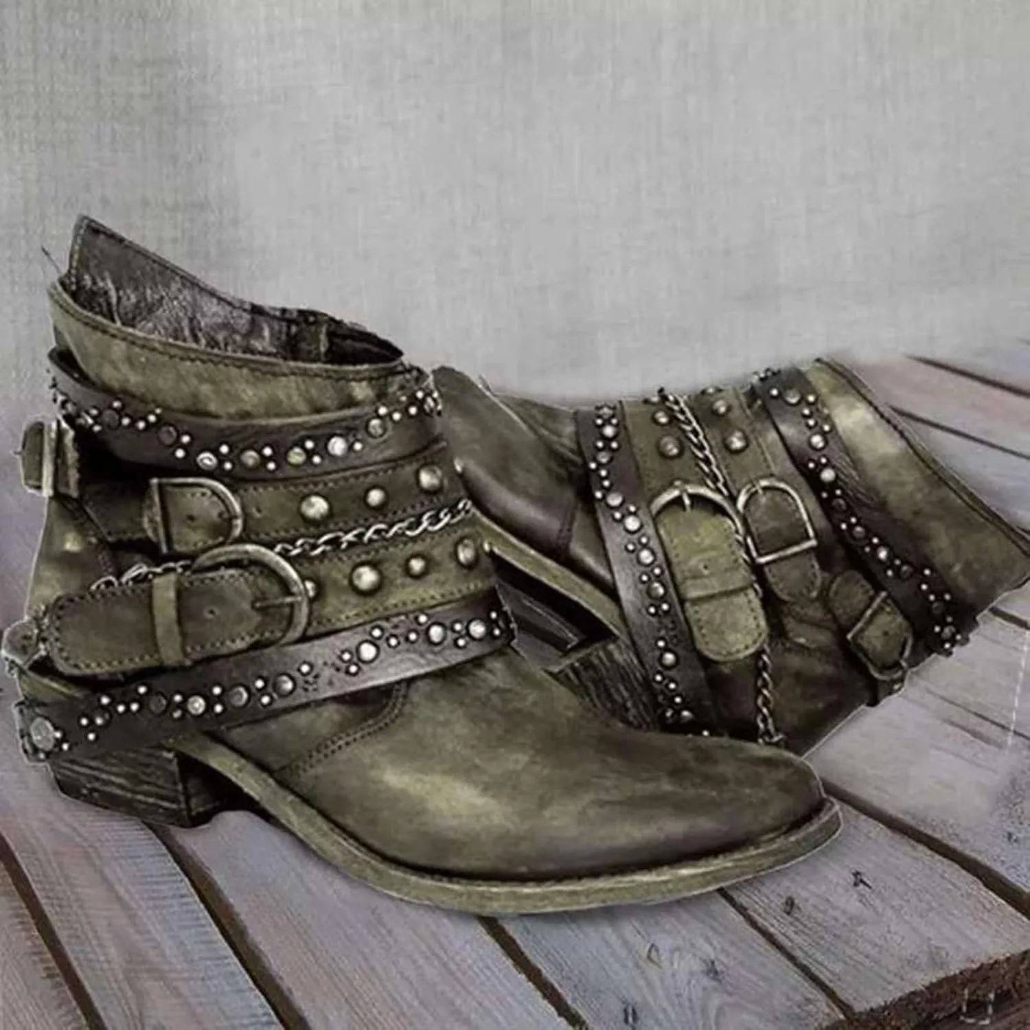 Womens Winter Boots Ankle Cowboy Booties Wide Width Short Western Boots for Women Short Walking Boot Comfy Soft Cover Heel Chunky Low Heel Classic Pointed Toe