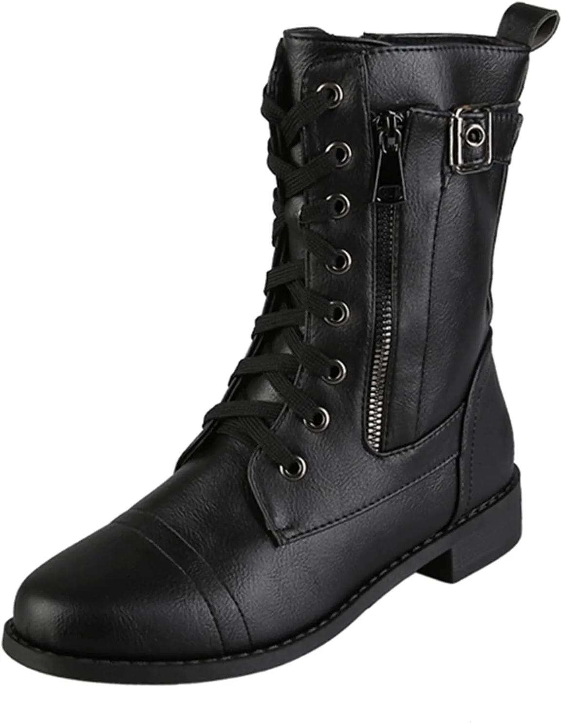 Work Boots for Women Ankle Women's Booties Wide Width Short Boots for Women Brown Boot Laces Soft Sole Fashion Chunky Block Heel Side Zipper Pointd Toe