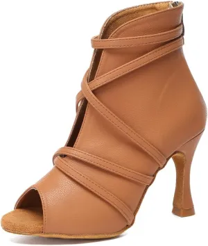 YKXLM Dancing Boots Women Latin Ballroom Ankle Dance Shoes,L579