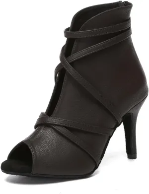 YKXLM Dancing Boots Women Latin Ballroom Ankle Dance Shoes,L579