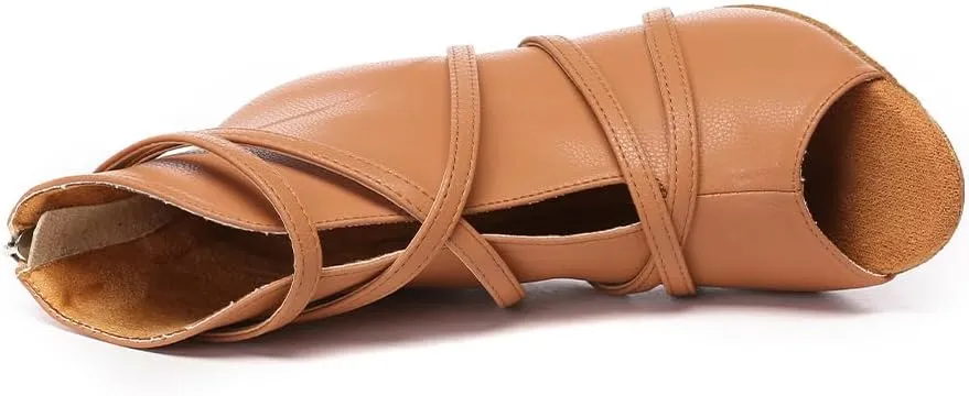 YKXLM Dancing Boots Women Latin Ballroom Ankle Dance Shoes,L579