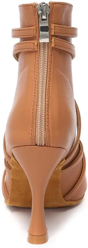 YKXLM Dancing Boots Women Latin Ballroom Ankle Dance Shoes,L579
