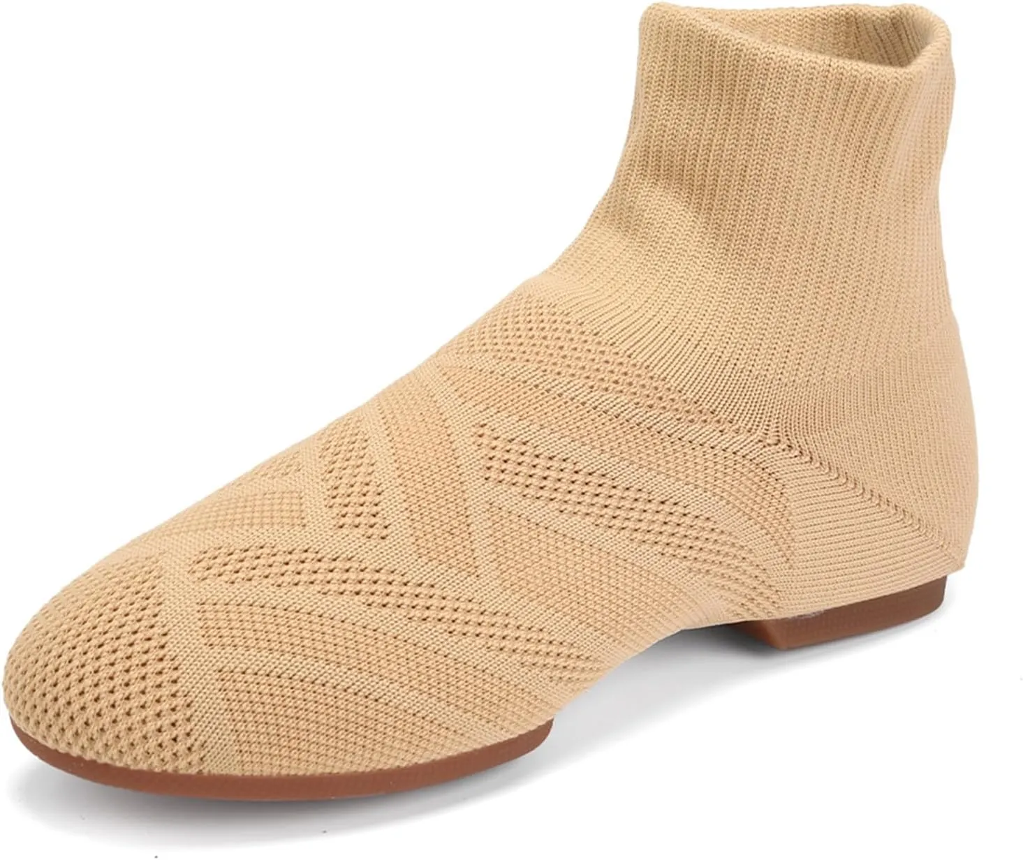 YKXLM Women Standard Practice Social Dance Sneaker Beginner Dance Practice Shoes for Women Low Heel Ballroom,Beige,1" Heel,7.5 US
