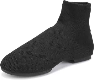 YKXLM Women Standard Practice Social Dance Sneaker Beginner Dance Practice Shoes for Women Low Heel Ballroom,Black,1" Heel,7.5 US