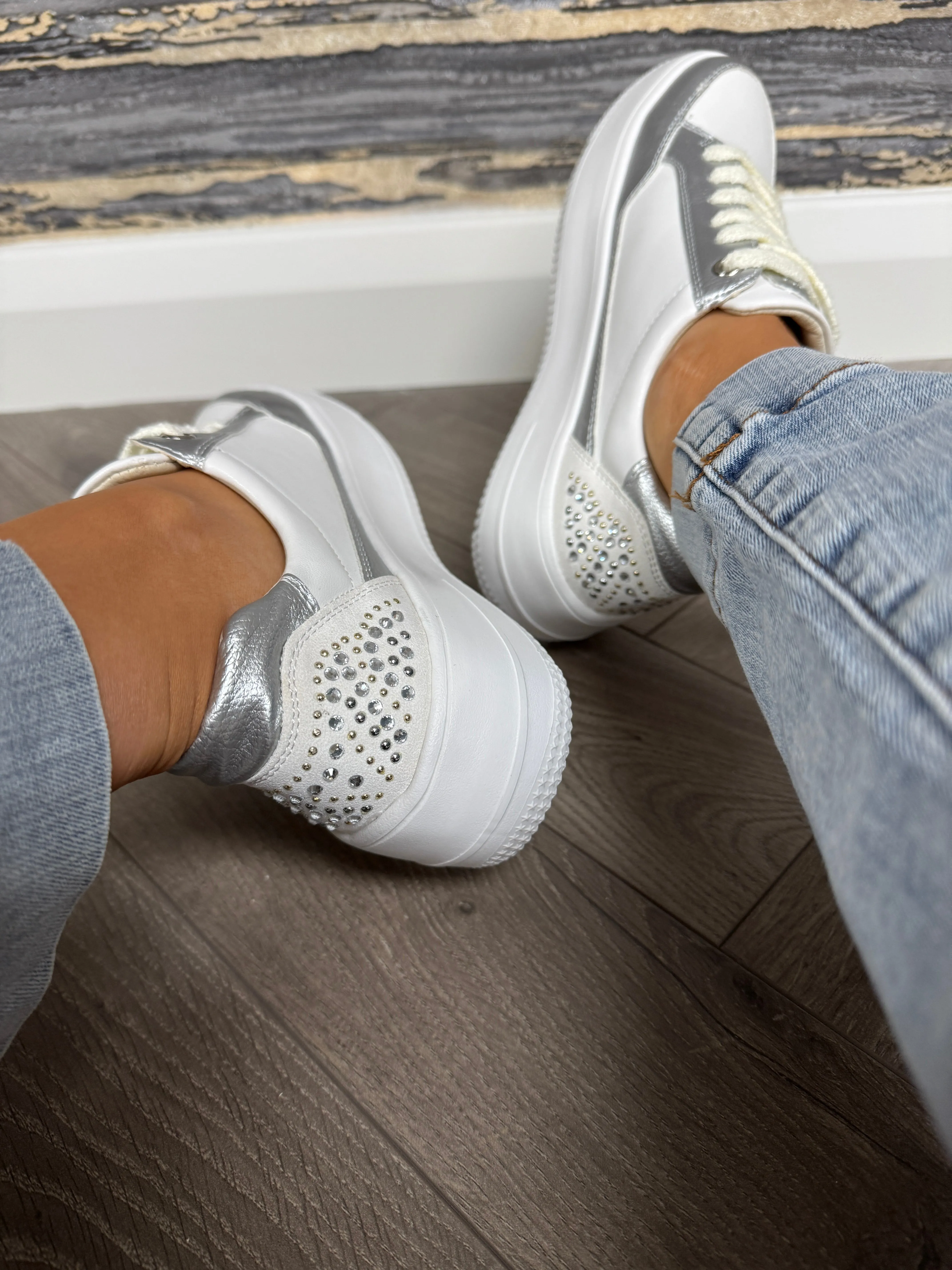 Zanni & Co Abula One Trainer With Diamanté Detail - Crystal Diamonds (Z35)