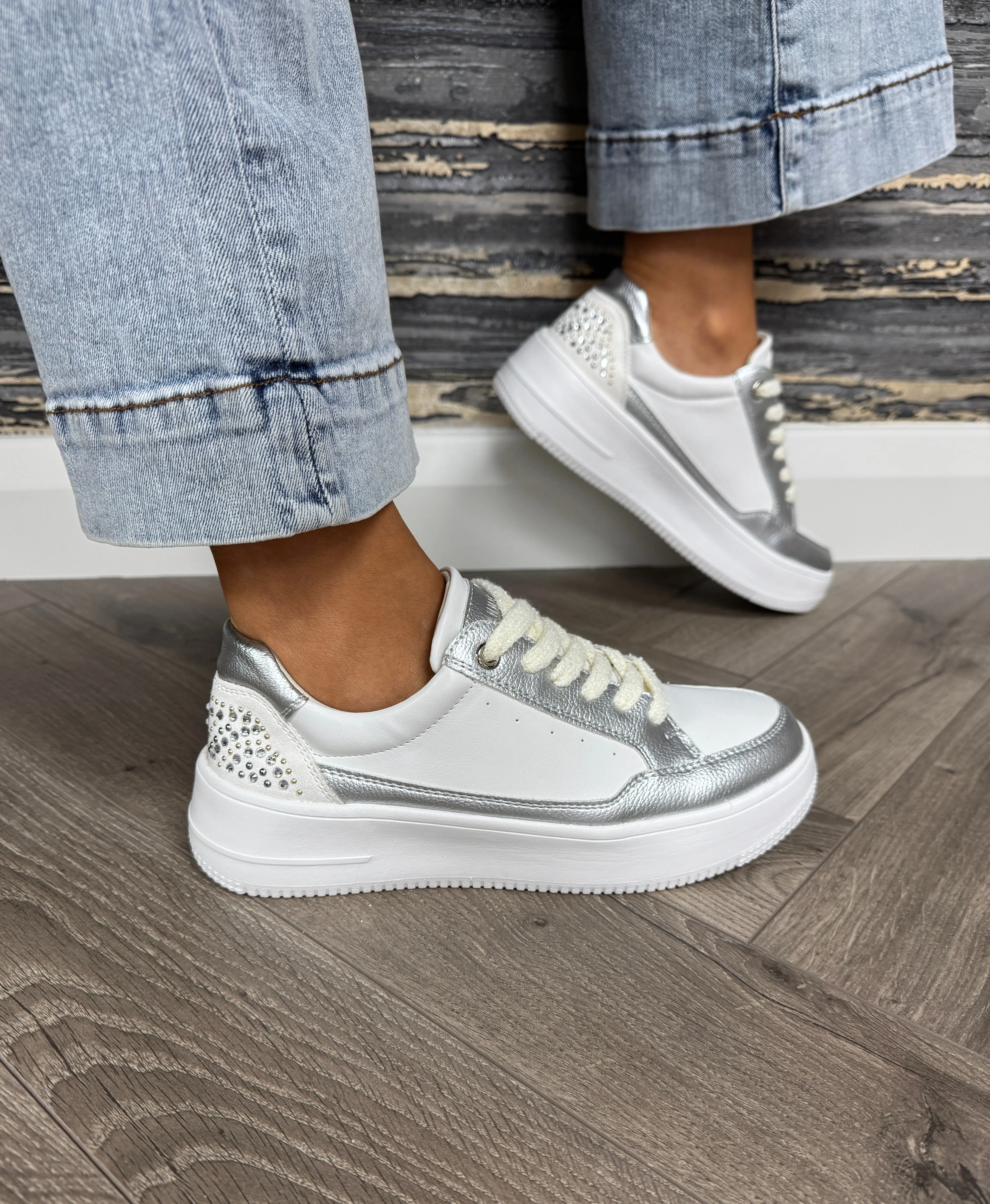 Zanni & Co Abula One Trainer With Diamanté Detail - Crystal Diamonds (Z35)