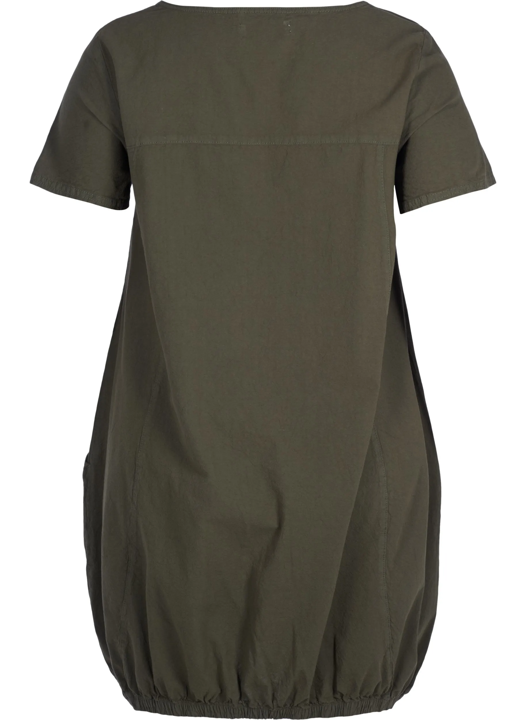 Zizzi Cotton Bubble Dress in Ivy Green